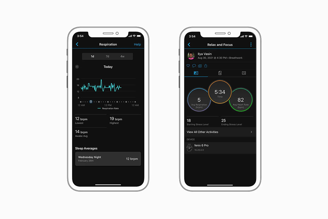 Funcțiile Garmin – Rata respiratorie