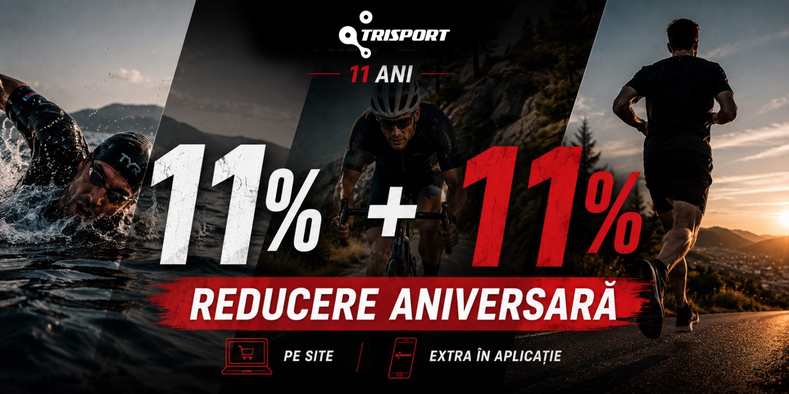 Trisport 11 ani - 11% reducere pe site plus 11% extra in aplicatie