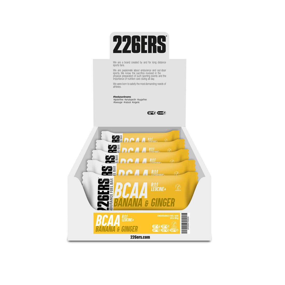 Baton energizant 226ers Endurance Fuel Bar BCAA 60g - banană și ghimbir - bax 24 buc