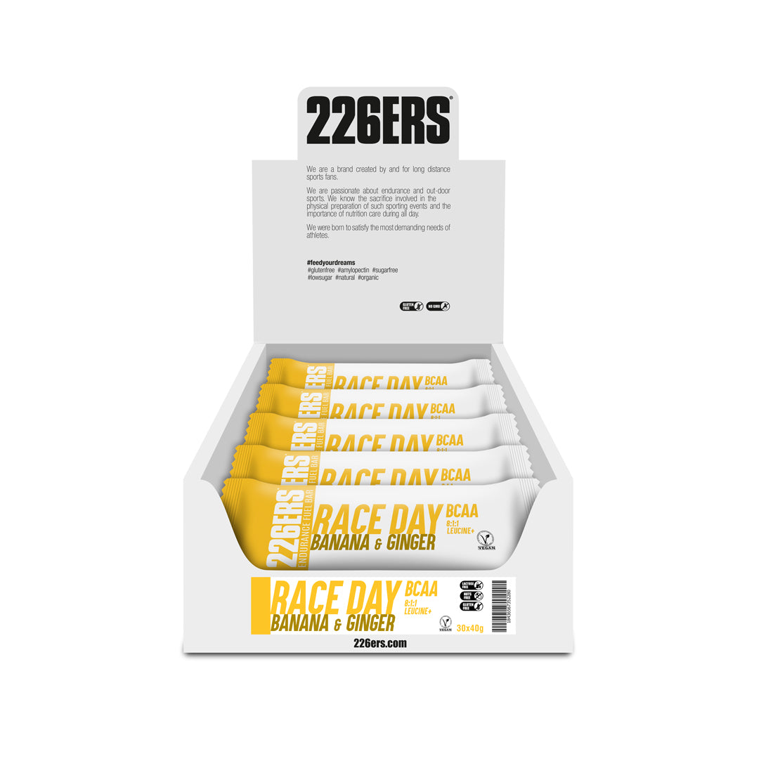 Baton energizant 226ers Race Day Bar BCAA 40g - banană și ghimbir - bax 30 buc