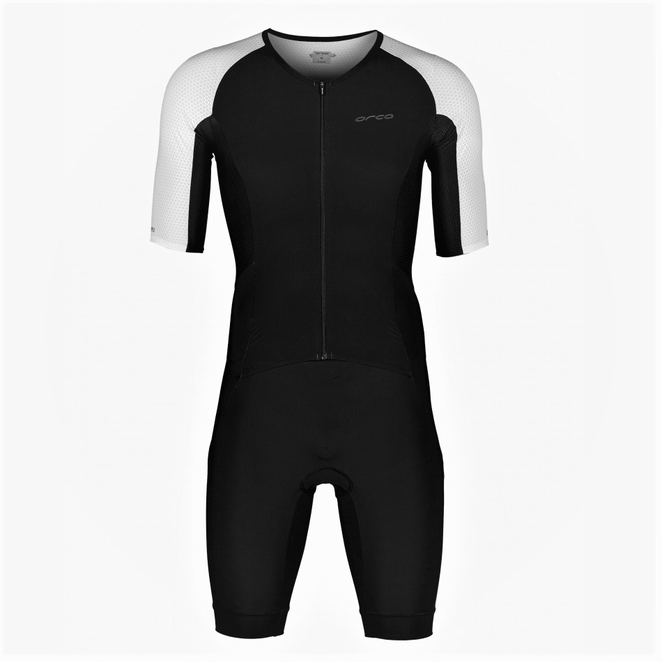 Orca - costum triathlon pentru barbati maneca scurta Athlex Aero suit SS trisuit - negru alb