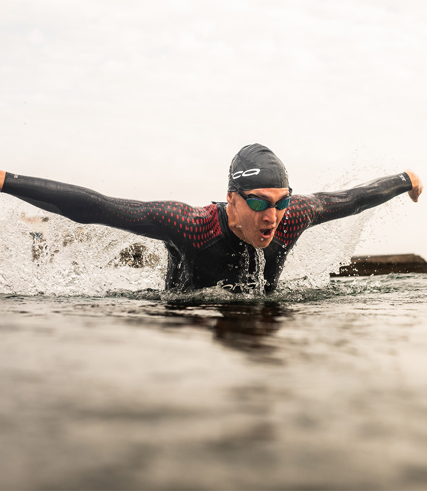 Orca - costum neopren triatlon pentru barbati Apex Float wetsuit - negru rosu buoyancy