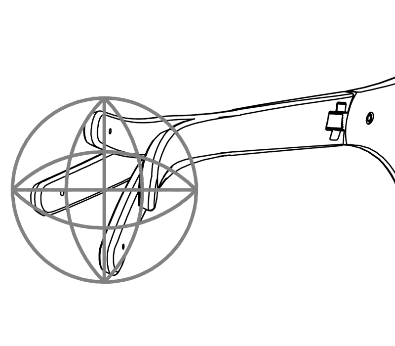 React Swiss Ervo — capetele brațelor reglabile