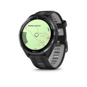 Garmin - Forerunner 965 ceas multisport cu GPS AMOLED - Ramă din titan DLC gri carbon cu carcasă neagră şi curea din silicon neagră/gri pudră